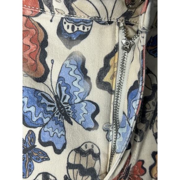 Free People Women Float On Flare Jeans Printed Butterflies Size 24 - Picture 16 of 16